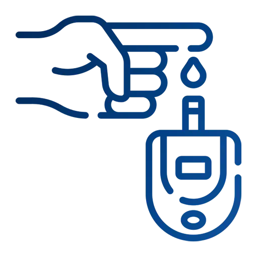Diabetes management icon illustrating blood sugar monitoring and insulin support