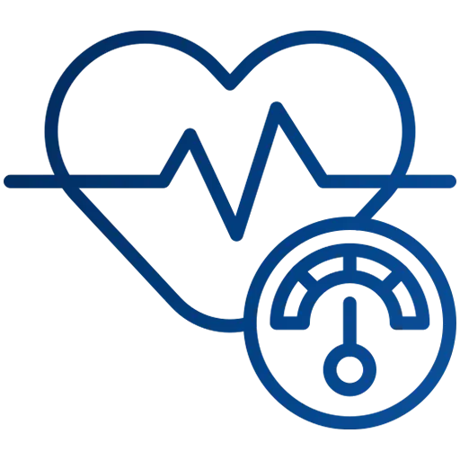 Hypertension management icon showing heart health and blood pressure monitoring care