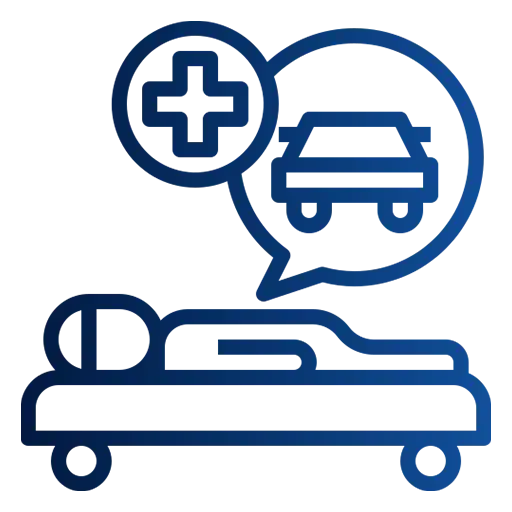 Hospital bed icon representing inpatient care and medical transportation support