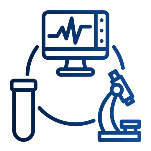 Icon representing medical laboratory testing and diagnostic monitoring