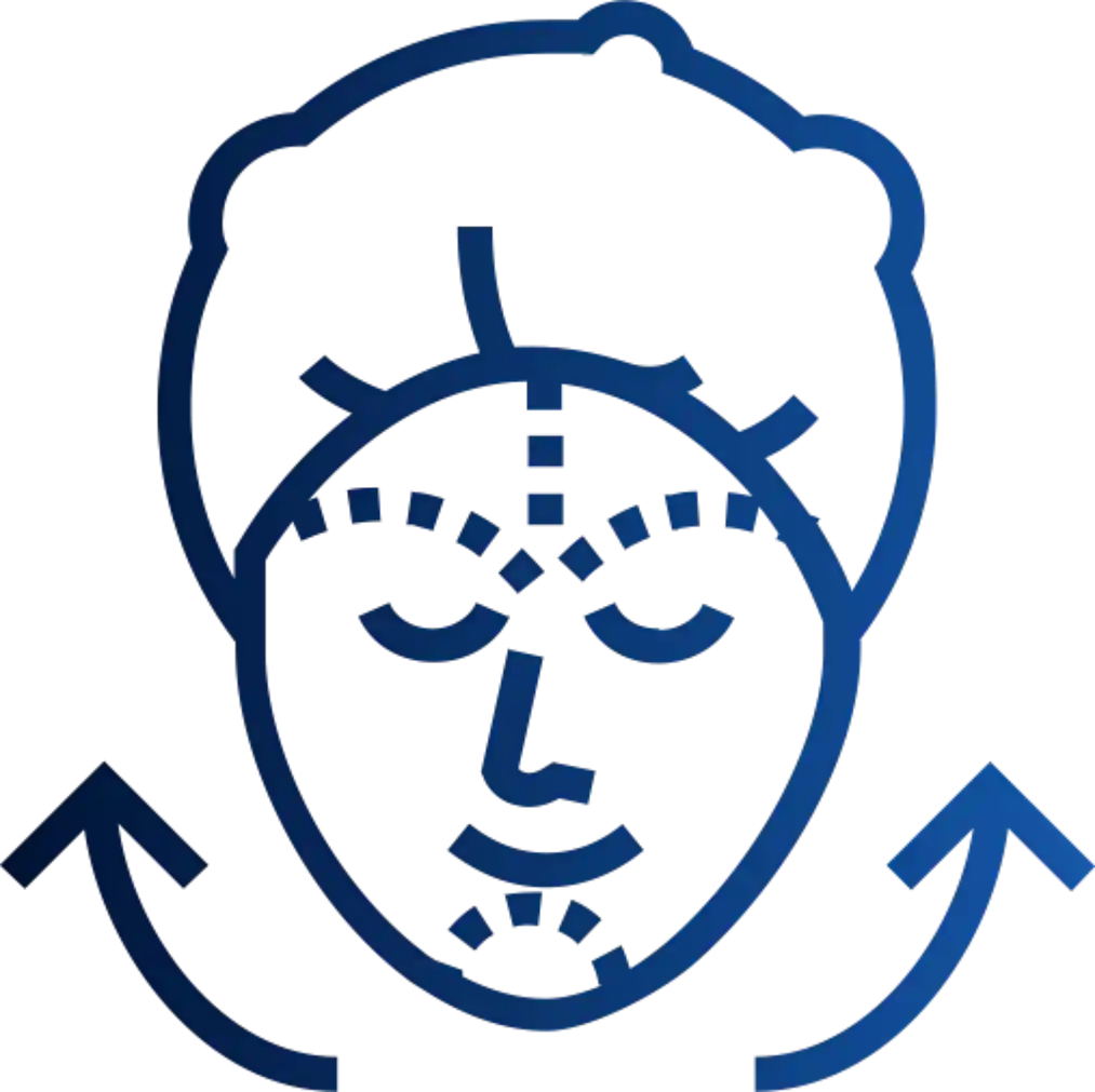 Medical icon showing facial skin resurfacing and texture refinement mapping.